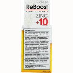 T-Relief ReBoost Zinc +10 Cold & Flu Tablets - Lemon