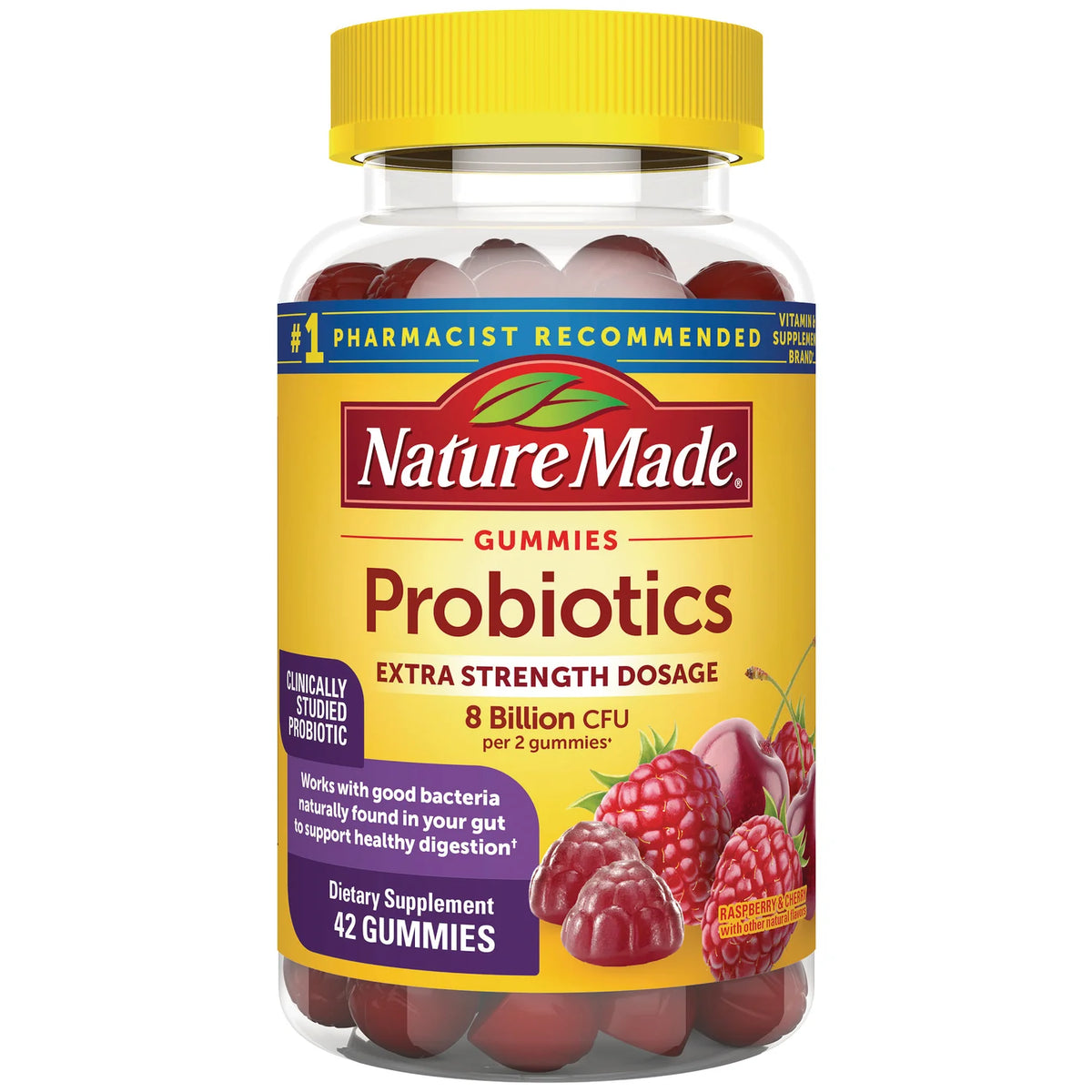 Extra Strength Dosage Probiotics Gummies - Raspberry & Cherry