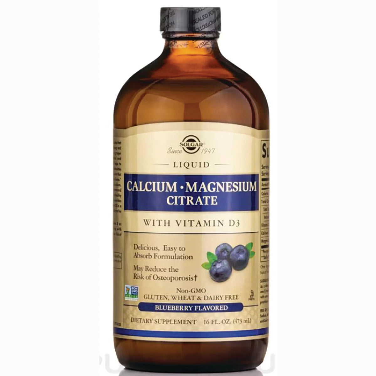 Liquid Calcium Magnesium Citrate with Vitamin D3 - Blueberry