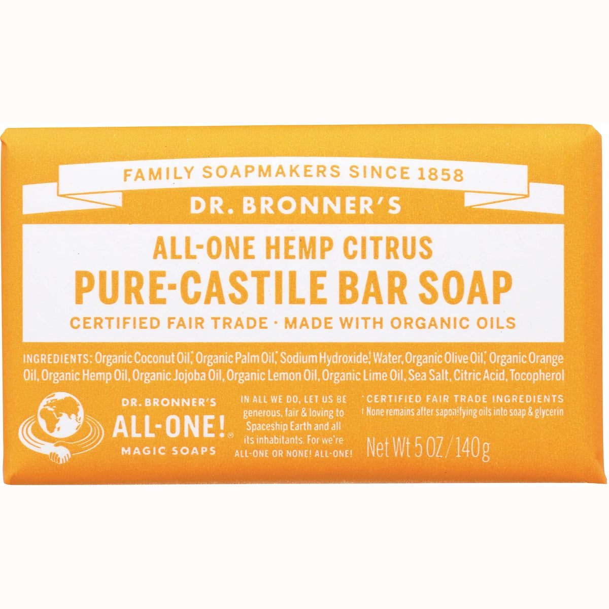 All-One Hemp Citrus Pure-Castile Bar Soap