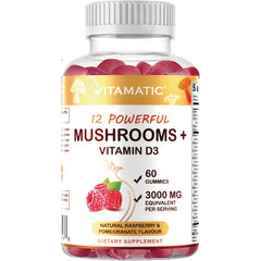 Mushrooms + Vitamin D3 - Raspberry & Pomegranate Flavor